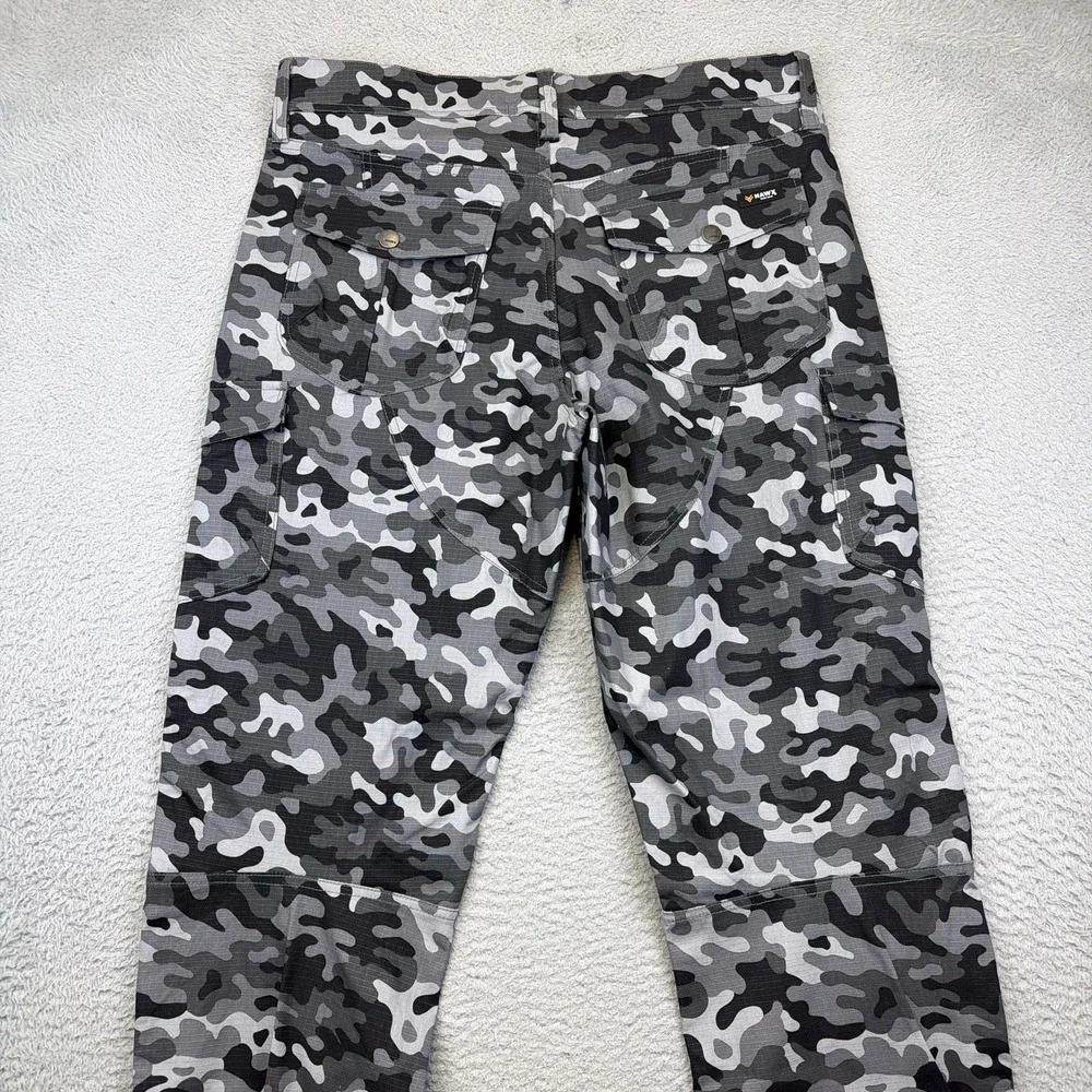 HAWX Pants Mens 33x34 Gray Camo Canvas Cargo Workwear Utility Stretch Rip Stop